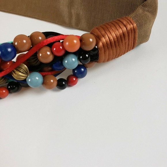 Designer Carolyn Tanner Vintage Beaded Cord Hippie Boho Festival Adjustable Belt main image 11